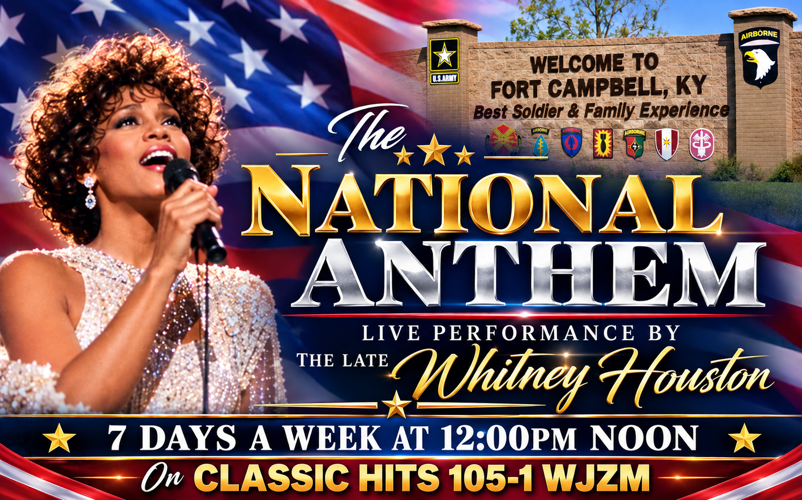 The National Anthem | The Late Whitney Houston | Classic Hits 105-1 WJZM | Waverly, Tennessee