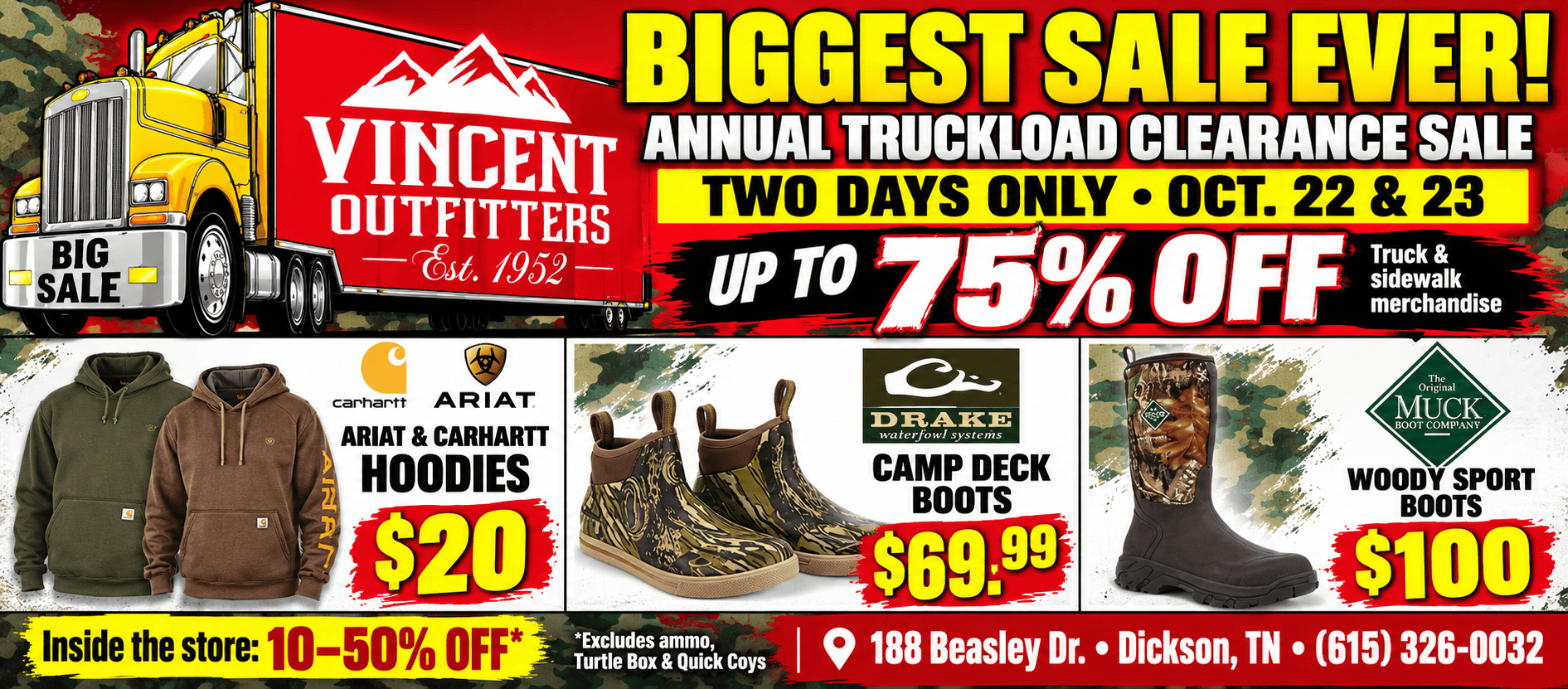 Vincent Outfitters Truckload Sale | Dickson, Tennessee