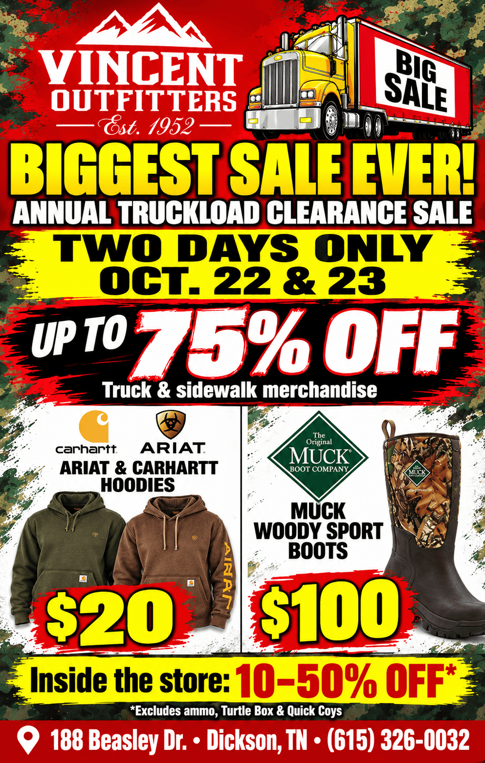 Vincent Outfitters Truckload Sale | Dickson, Tennessee